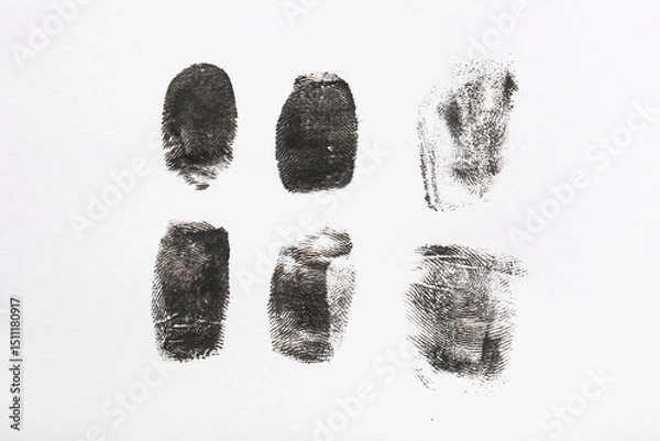 Obraz Black finger prints on white background
