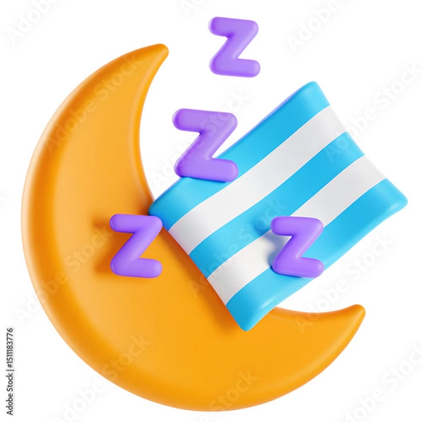Fototapeta Dreaming sweetly with a moon on transparent background