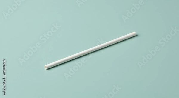 Fototapeta Close Up White Paper Drinking Straw on Blue Background Studio Shot