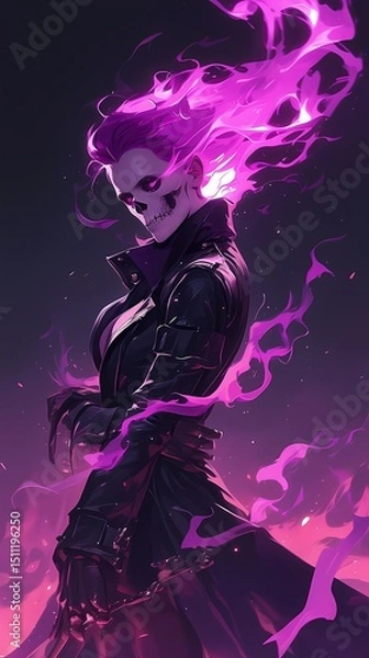 Obraz Anime character with skull face and sword