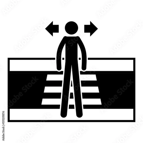 Fototapeta "Look both ways before crossing the street" icon / sign