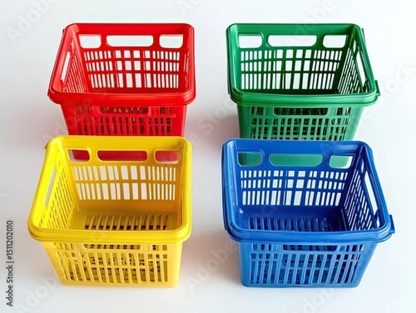 Obraz Four colorful plastic shopping baskets (1)