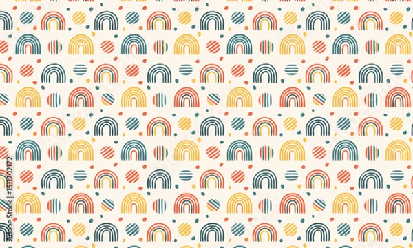 Fototapeta Retro Rainbow Arch Rows Seamless Pattern