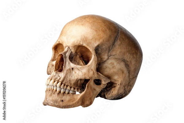 Fototapeta Realistic human skull model isolated on transparent background