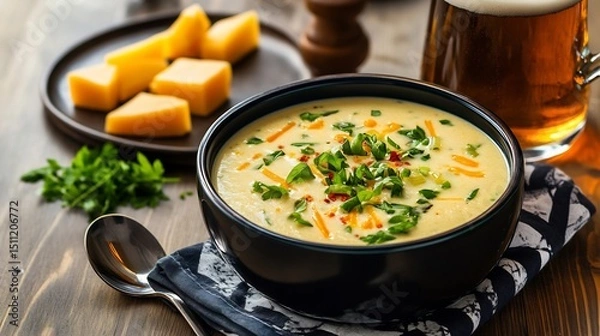 Obraz Vermont Cheddar Ale Soup Burlington beer cheese blend comforting