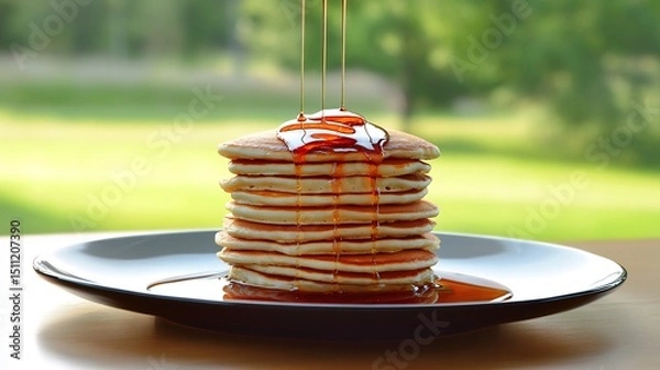 Obraz Vermont Maple Syrup Pancakes Burlington fluffy stack with natural sweetener energy boosting breakfast