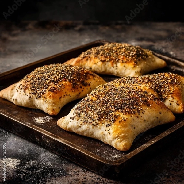 Obraz Warm Manakish Jordan za'atar topped flatbread