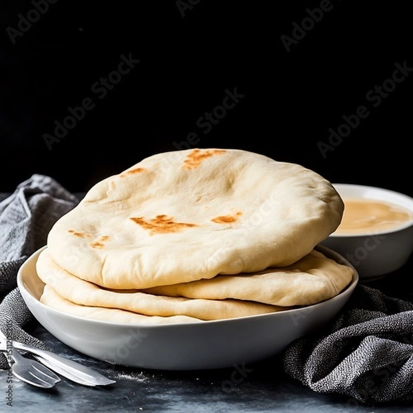 Obraz Warm Pita Bread Syria soft and fluffy flatbread perfect for dipping
