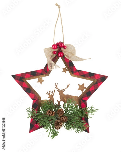 Obraz Christmas star decorations cut out isolated transparent background
