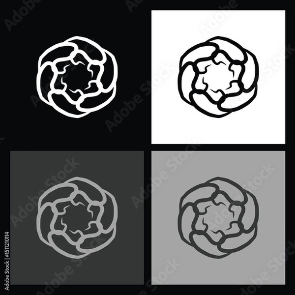 Fototapeta Modern Black and White Radial Icon – Clean, Geometric Design for Logos, Digital Media, and Minimalist Branding Solutions