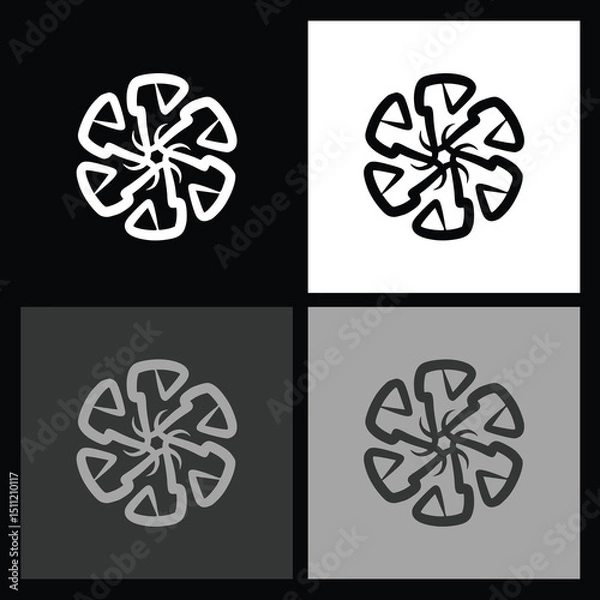 Fototapeta Creative Black and White Radial Icon – Perfect for Minimalist Web Design, Logo Concepts, and Branding in a Contemporary Style