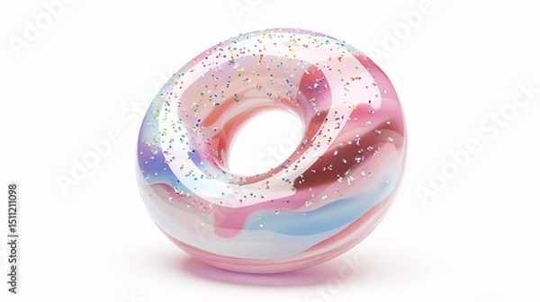Obraz Swirled Donut with Pink Glaze, and Sprinkles.
