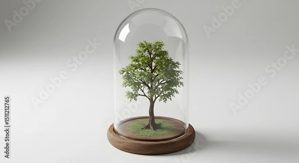 Fototapeta Preserving Nature's Beauty A Serene Tree Enclosed within a Glass Dome Symbolizing Conservation Efforts