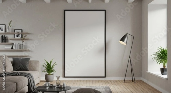 Fototapeta Realistic Interior Design with a Blank Poster Mockup and Elegant Style