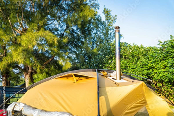 Obraz キャンスタイル ドームテント 屋外 薪ストーブ キャンプギア テント設営 