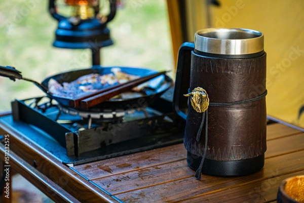 Obraz キャンプ風景 ジョッキ キャンプ風景