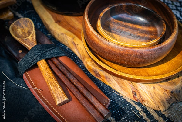 Obraz 木皿 木の皿 お皿 カトラリー キャンプ道具 キャンプギア