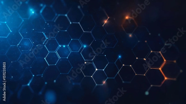 Fototapeta Abstract technology or medical background with hexagons shape pattern