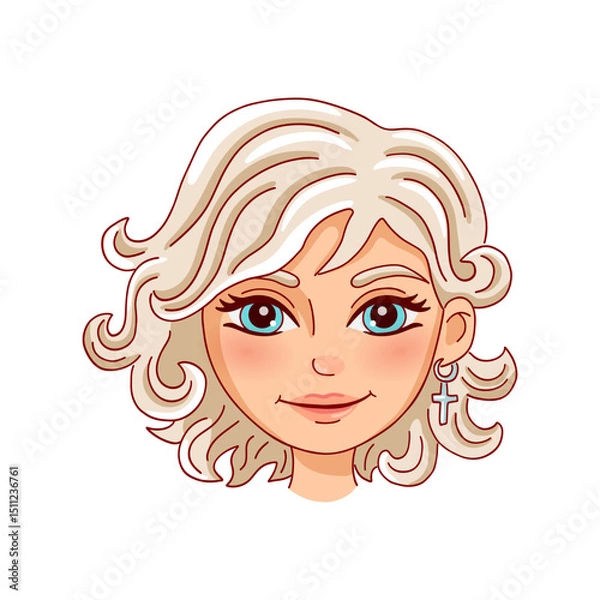 Obraz Smiling female face. Avatar. Vector illustration.