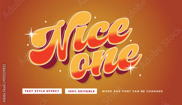 Fototapeta Text effect editable vector graphic of Nice one, perfect for perfect for movie title, festival poster title, poster, etc.