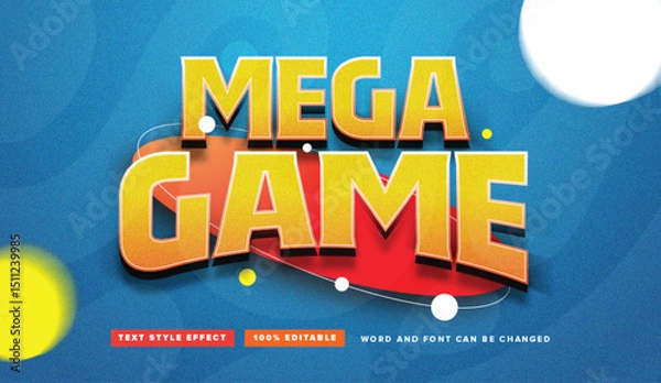 Fototapeta Text effect editable vector graphic of mega game , perfect for winner announcement poster, movie title, poster title, game title, etc.