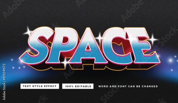 Fototapeta Text effect editable vector graphic of Space, perfect for perfect for movie titles, game titles, etc.
