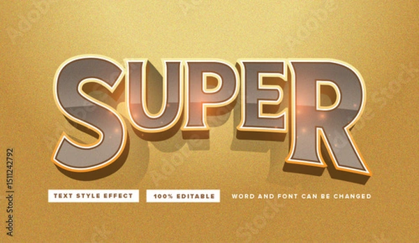 Fototapeta Text effect editable vector graphic of Gold Super, perfect for perfect for movie titles, game titles, etc.