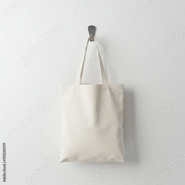 Fototapeta White tote bag isolated on white background for mockup, branding.