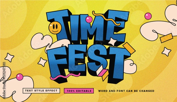 Fototapeta Text effect editable vector graphic of Time Festival , perfect for movie title, festival poster title, etc.
