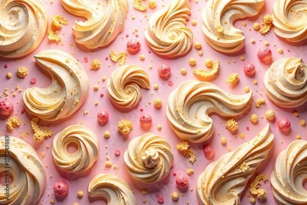 Fototapeta Seamless cake texture pattern with subtle crumb and swirl details, baking, crumb, swirl