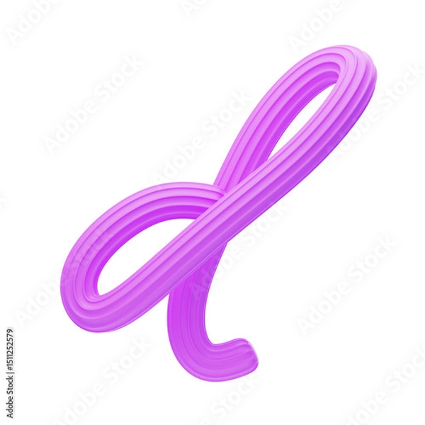 Obraz D Letter 3D Shape  Creamy Text