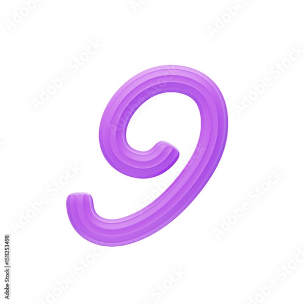 Fototapeta 3D Number 9 Shape  Creamy Text