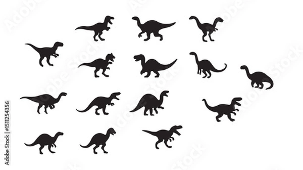 Obraz Collection of various dinosaur silhouettes