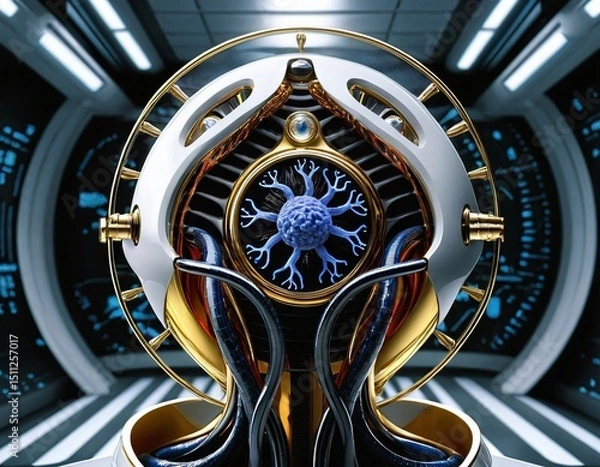 Fototapeta Futuristic Molecular Device in Space