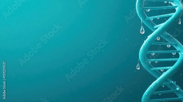 Fototapeta A detailed illustration of a DNA double helix against a gradient blue background.