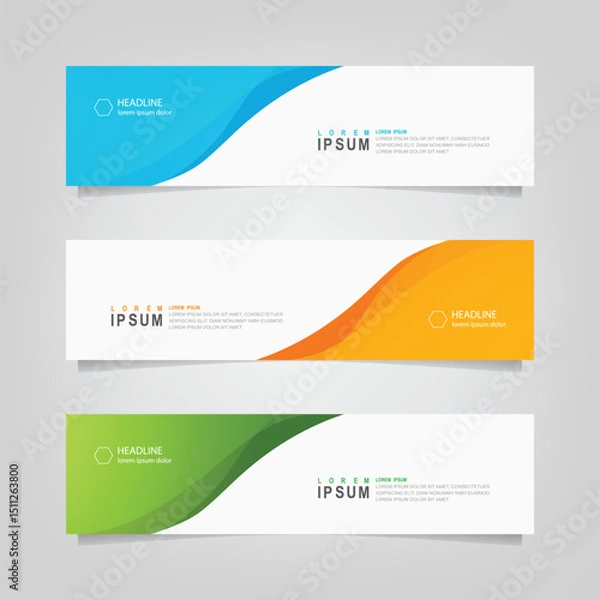 Fototapeta Abstract wavy geometric banner. Trendy gradient shapes composition. Modern vector design illustration