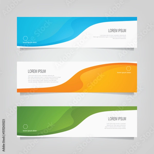 Fototapeta Abstract wavy geometric banner. Trendy gradient shapes composition. Modern vector design illustration
