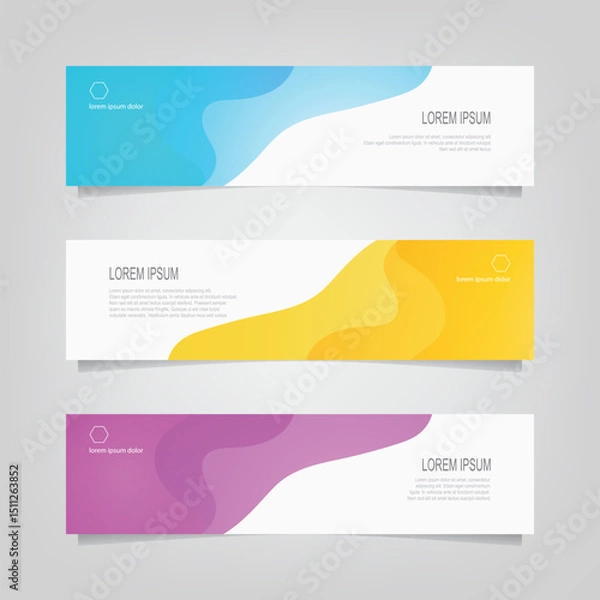 Fototapeta Abstract wavy geometric banner. Trendy gradient shapes composition. Modern vector design illustration
