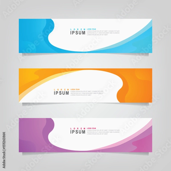Fototapeta Abstract wavy geometric banner. Trendy gradient shapes composition. Modern vector design illustration