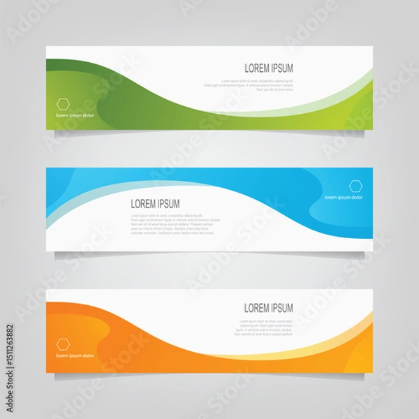 Fototapeta Abstract wavy geometric banner. Trendy gradient shapes composition. Modern vector design illustration