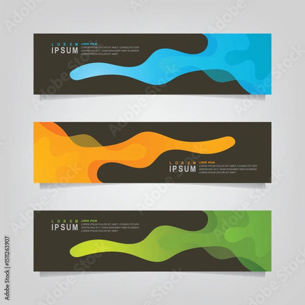 Fototapeta Abstract wavy geometric banner. Trendy gradient shapes composition. Modern vector design illustration