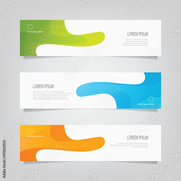 Fototapeta Abstract wavy geometric banner. Trendy gradient shapes composition. Modern vector design illustration