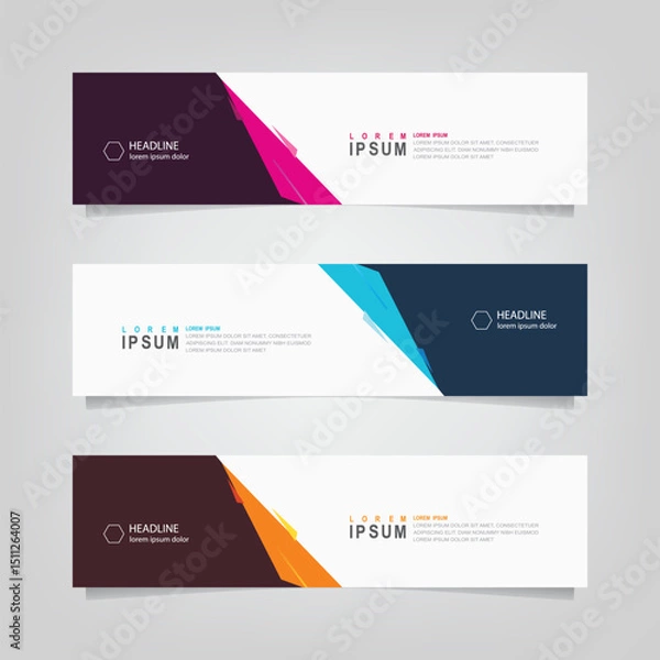 Fototapeta Abstract wavy geometric banner. Trendy gradient shapes composition. Modern vector design illustration