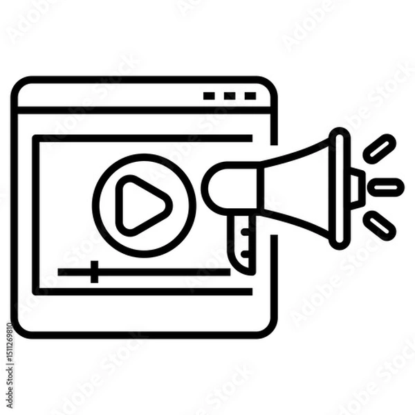 Fototapeta Vector of video and megaphone with linear style suitable for video marketing icon