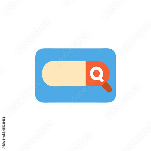 Fototapeta search engine Icon – Flat Search Bar with Magnifying Glass