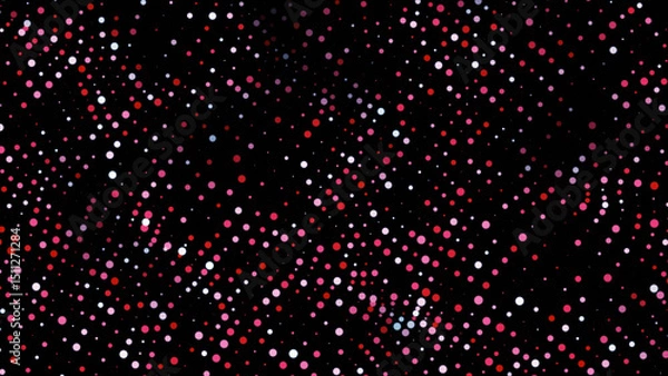 Fototapeta Abstract digital background with red and white particles on dark grid pattern.