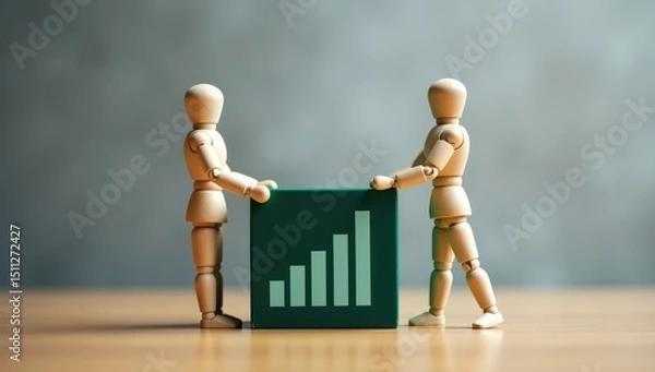 Obraz Conceptualizing Data: Figures Pushing for Progress. Suitable for use in corporate presentations, articles on market trends, analytics and consulting services