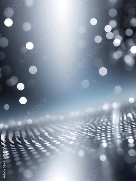 Obraz Modern blue abstract background with glowing bokeh lights, soft blur texture, elegant design pattern, dark wallpaper style with bright surface elements and digital art template ai