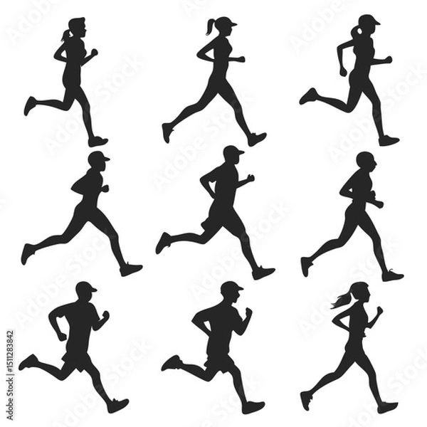 Obraz runners vector silhouettes