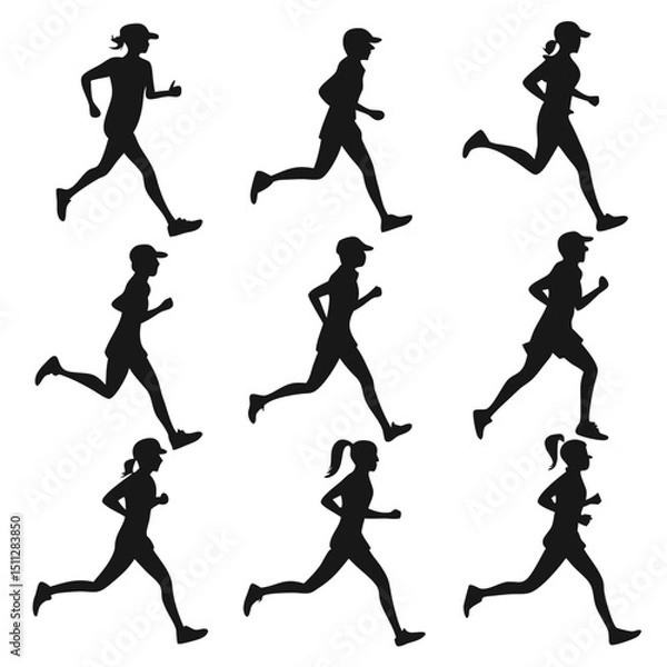 Obraz runners vector silhouettes